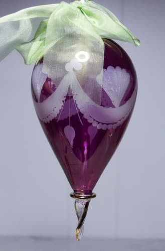 Vintage Antique LARGE Cut to Clear Lavender Purple Glass Christmas Ornament 9" - Thumbnail 9