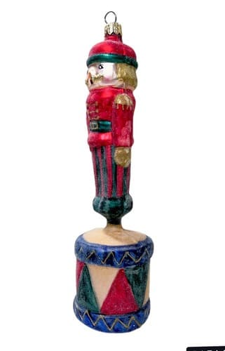 CHRISTOPHER RADKO Retired "Drum Cracker" Soldier Glass Christmas Ornament 8" - Thumbnail 7