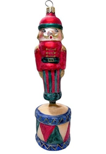 CHRISTOPHER RADKO Retired "Drum Cracker" Soldier Glass Christmas Ornament 8" - Image 1