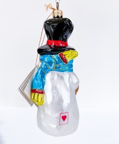 Retired Kurt S. Adler Polonaise Snowtown Greetings Snowman Glass Ornament w/ Box - Thumbnail 3