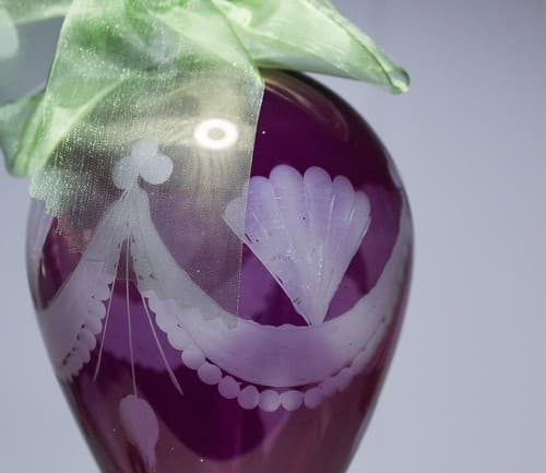 Vintage Antique LARGE Cut to Clear Lavender Purple Glass Christmas Ornament 9" - Thumbnail 2