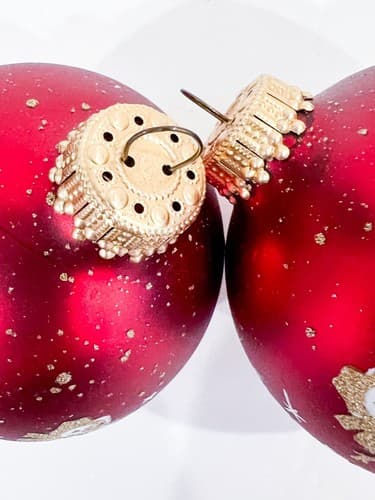2 Vintage Krebs Red Round Blown Glass Snowman Christmas Ornament - Thumbnail 4