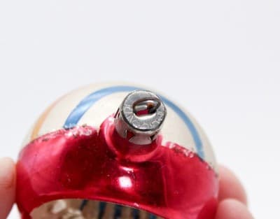 Vintage Poland Hand Painted Red Indent Reflector Multicolor Christmas Ornament - Thumbnail 5