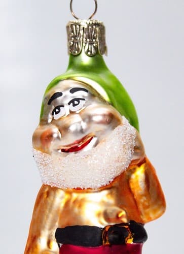 Vintage Czech Republic Glass Snow White Dwarf Bashful Christmas Ornament - Thumbnail 2