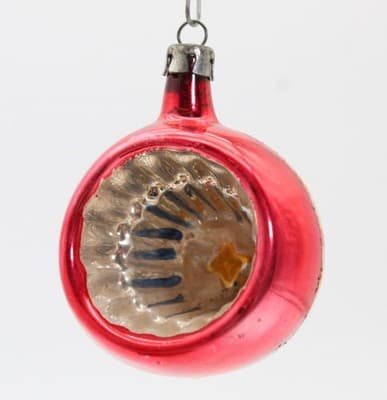 Vtg Poland Multicolor Indent Reflector Striped Mercury Glass Christmas Ornament - Thumbnail 2