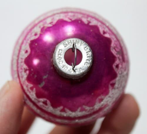 SHINY BRITE Vintage Pink Stencil Glass Ball Christmas Ornament - Thumbnail 4