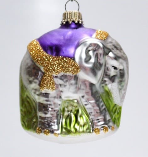 Vintage Germany Circus Elephant Glittered Glass Christmas Ornament - Thumbnail 6