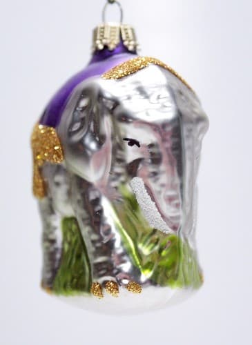 Vintage Germany Circus Elephant Glittered Glass Christmas Ornament - Thumbnail 3