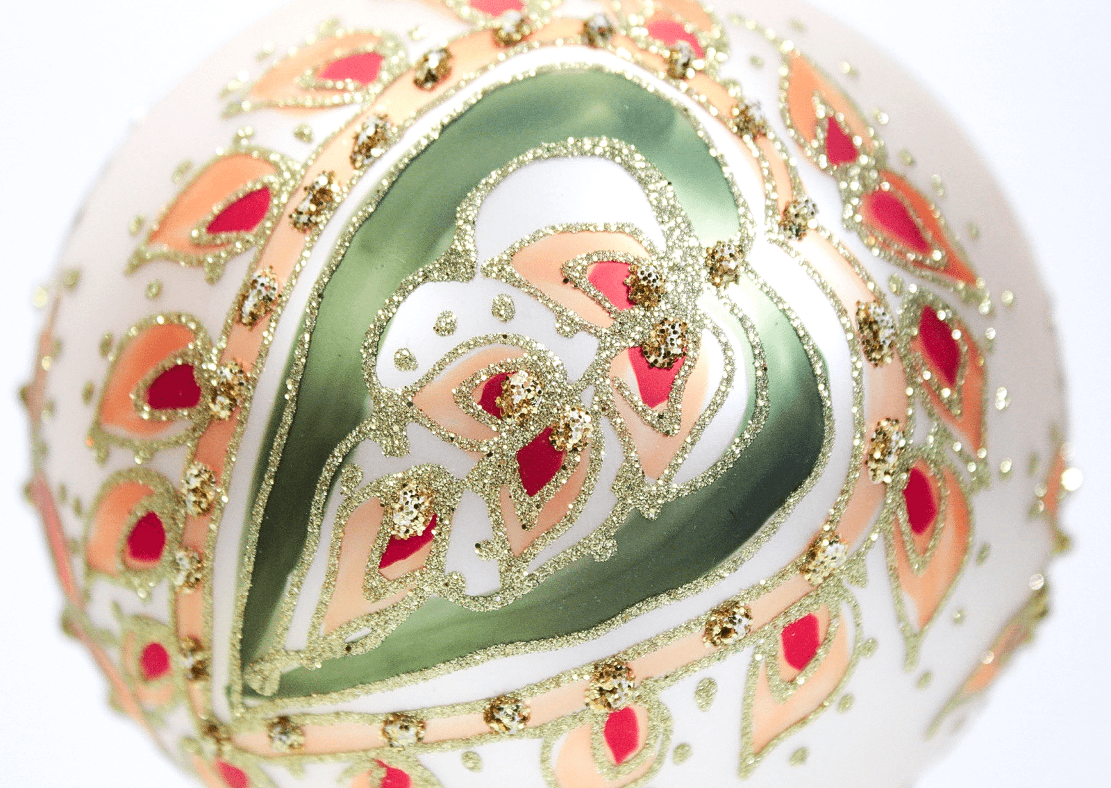 Large Jumbo Hand Decorated Gold Glittered Round Glass Christmas Ornament - Thumbnail 2