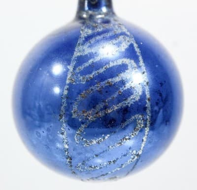 Vintage Poland Blue Mica Indent Reflector Glass Christmas Ornament - Thumbnail 4