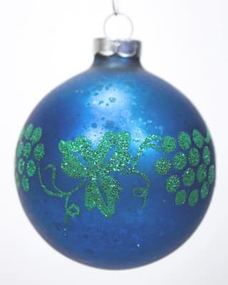 Vintage SHINY BRITE Blue Teal Green Mercury Glass Christmas Ornament - Image 1