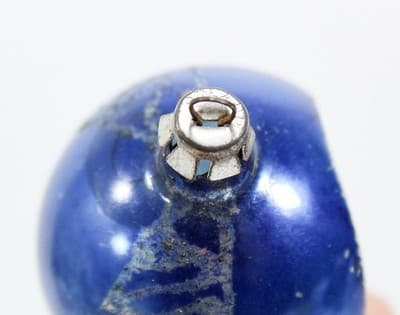 Vintage Poland Blue Mica Indent Reflector Glass Christmas Ornament - Thumbnail 5