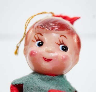 Vintage JAPAN Knee Hugger Pixie Elf Shelf Sitter Christmas Ornament - Thumbnail 2
