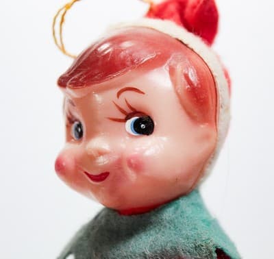 Vintage JAPAN Knee Hugger Pixie Elf Shelf Sitter Christmas Ornament - Thumbnail 6