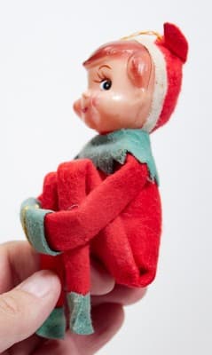 Vintage JAPAN Knee Hugger Pixie Elf Shelf Sitter Christmas Ornament - Thumbnail 4