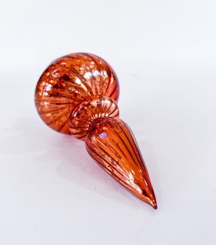 Vintage Bronze Color Teardrop Finial Blown Glass Christmas Ornament - Thumbnail 3