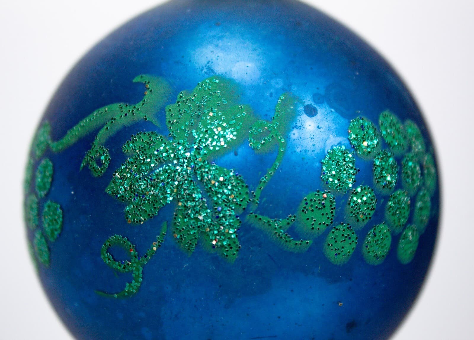 Vintage SHINY BRITE Blue Teal Green Mercury Glass Christmas Ornament - Thumbnail 2