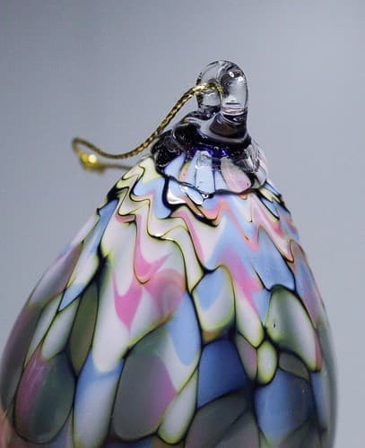 Vintage Art Glass Handmade Multicolor Rhubarb Mosaic Christmas Ornament - Thumbnail 6