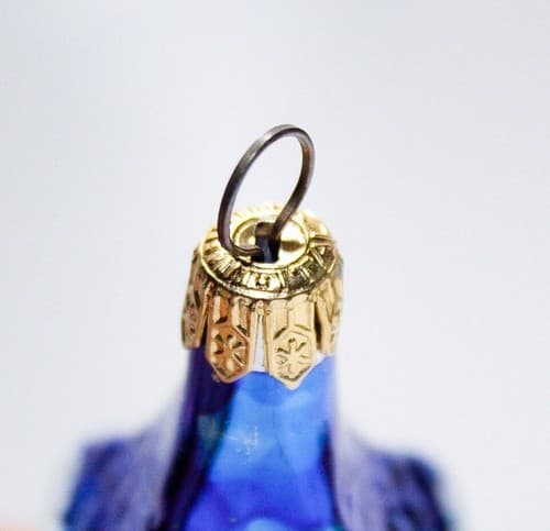 Vintage Italy Church Chapel Blue Frosted Glass Christmas Hanging Ornament - Thumbnail 5