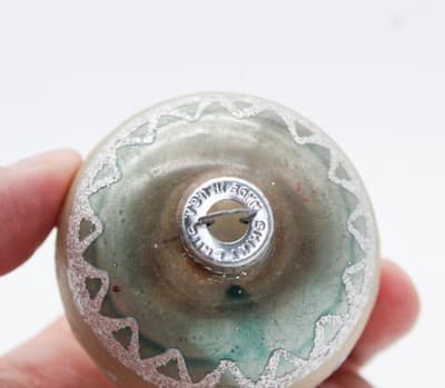 Vintage SHINY BRITE Beige Pastel Silver Mica Glass Christmas Ornament - Thumbnail 3