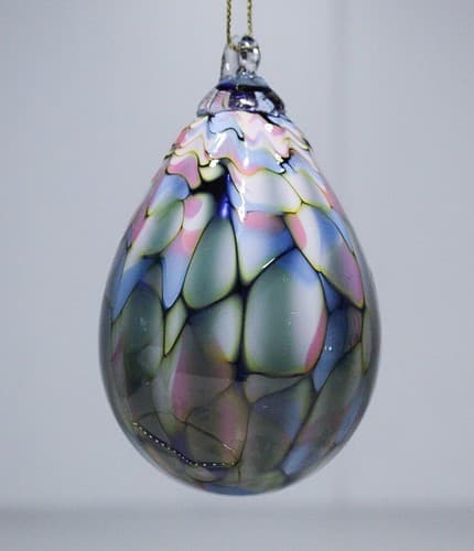 Vintage Art Glass Handmade Multicolor Rhubarb Mosaic Christmas Ornament - Thumbnail 2