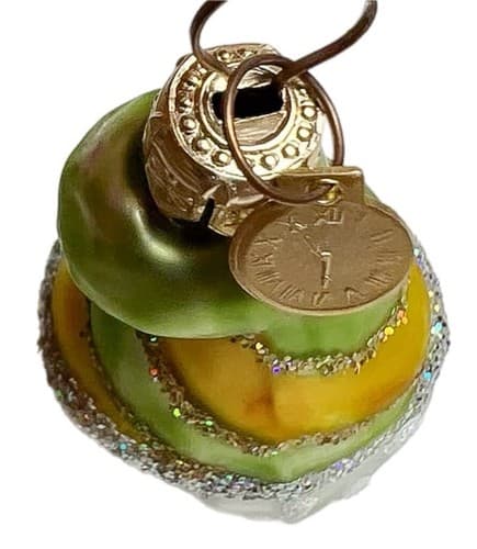 DEPARTMENT 56 Vintage Santa Pixie Elf Green Yellow Glass Christmas Ornament - Thumbnail 3