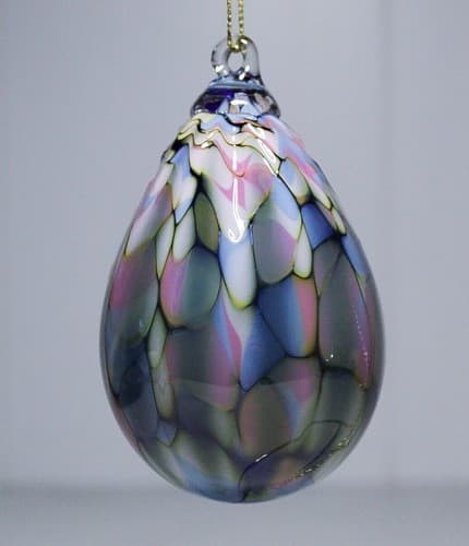 Vintage Art Glass Handmade Multicolor Rhubarb Mosaic Christmas Ornament - Thumbnail 5