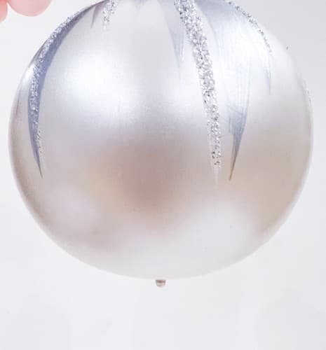 Vintage West Germany Round Blown Glass Matte Silver w/Glitter Christmas Ornament - Thumbnail 3