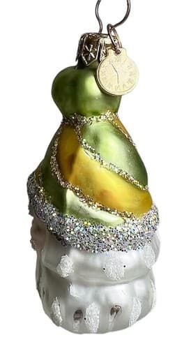 DEPARTMENT 56 Vintage Santa Pixie Elf Green Yellow Glass Christmas Ornament - Thumbnail 2