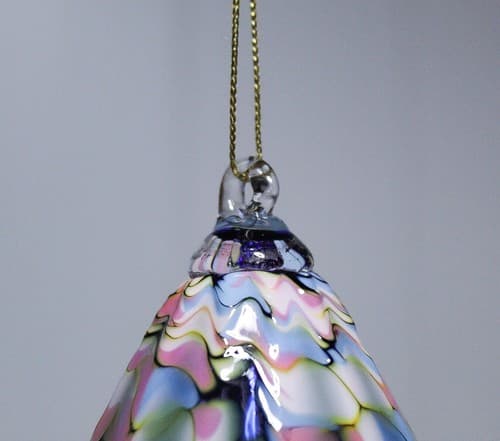 Vintage Art Glass Handmade Multicolor Rhubarb Mosaic Christmas Ornament - Thumbnail 3