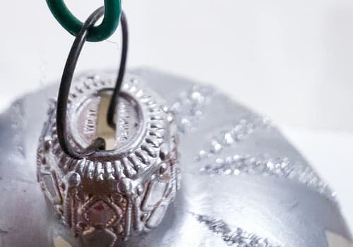 Vintage West Germany Round Blown Glass Matte Silver w/Glitter Christmas Ornament - Thumbnail 6