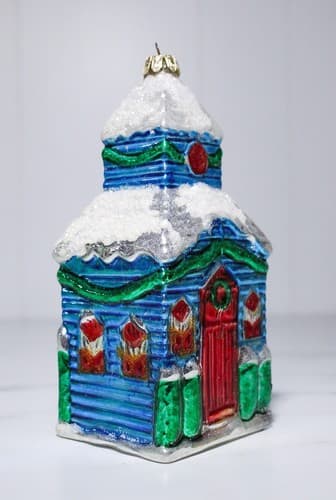 Vintage Santa's Best Glass Large Church Chapel Christmas Ornament - Thumbnail 6