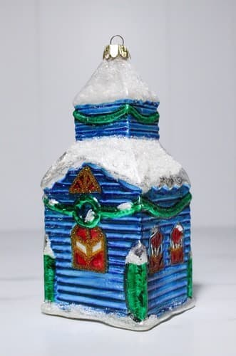 Vintage Santa's Best Glass Large Church Chapel Christmas Ornament - Thumbnail 7