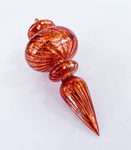 Vintage Bronze Color Teardrop Finial Blown Glass Christmas Ornament - Thumbnail 2