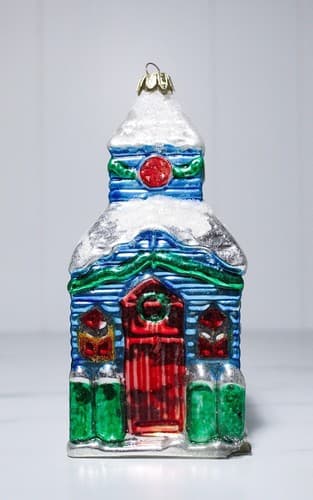 Vintage Santa's Best Glass Large Church Chapel Christmas Ornament - Thumbnail 4