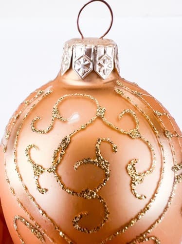 Vintage Gold Glitter Designed Blown Glass Egg Shaped Christmas Ornament - Thumbnail 6