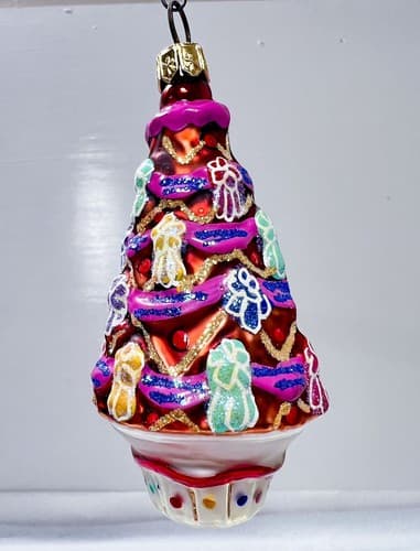CHRISTOPHER RADKO Gingerbread Tree Gem Blown Glass Christmas Ornament - Thumbnail 2