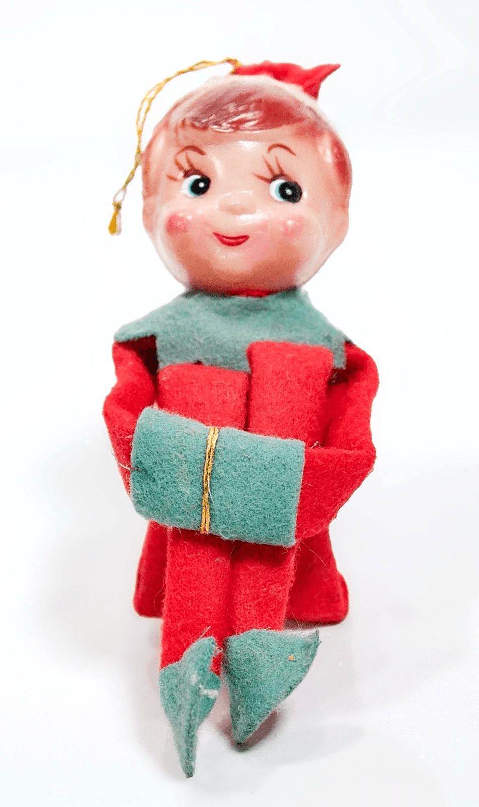 Vintage JAPAN Knee Hugger Pixie Elf Shelf Sitter Christmas Ornament - Image 1
