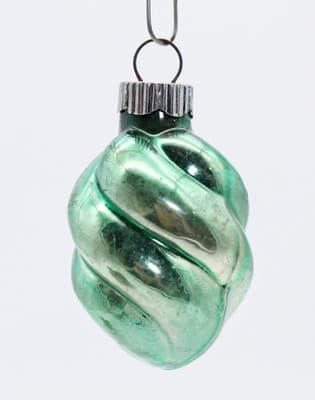 Vintage SHINY BRITE Green Swirl Glass Christmas Ornament - Thumbnail 4
