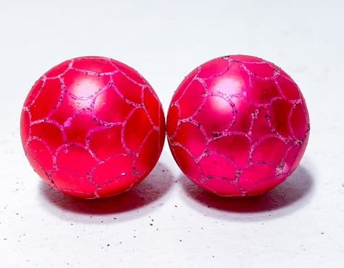 2 Vintage German Fish Scale Design Red Glass Christmas Ornament - Thumbnail 4