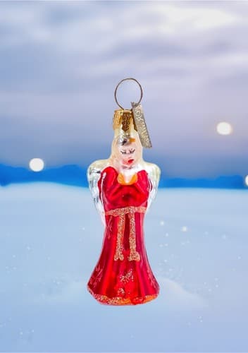 Rare Vintage Radko Little Gem Red Angel Blown Glass Ornament w/Tag - Image 1