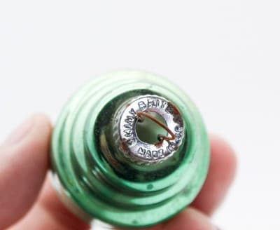 Vintage SHINY BRITE Green Lantern Motif Glass Christmas Ornament - Thumbnail 4
