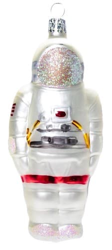 Vintage Czech Republic 1999 Hand Painted Astronaut Glass Christmas Ornament - Image 1