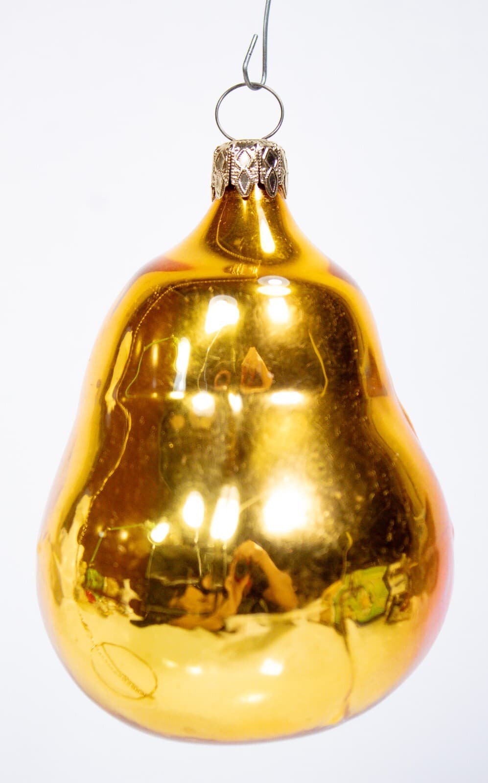 Vintage West Germany Multicolor Mango With Leaf Large Glass Christmas Ornament - Thumbnail 3