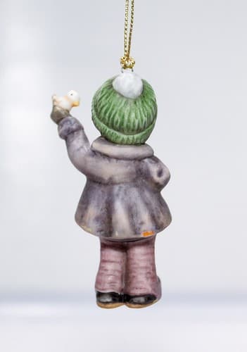Berta Hummel Goebel 1999 "Feeding Feathered Friend" Porcelain Christmas Ornament - Thumbnail 2