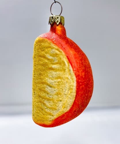 Vintage Germany Orange Fruit Wedge Christmas Glass Ornament - Thumbnail 7