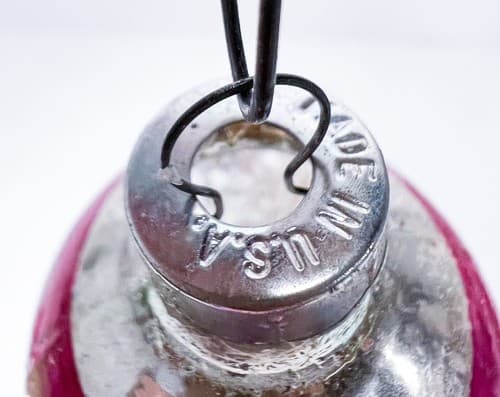 Vintage Oval Striped Blow Glass Indent Christmas Ornament Made in USA - Thumbnail 6