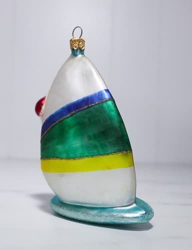 Vintage Poland Glass Surfing Santa Christmas Ornament In Original Box - Thumbnail 5