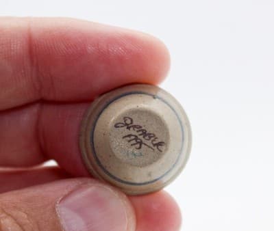 Vtg Artisan JANE GRABER Miniature Dollhouse Stoneware Hand Painted Pottery Bowl - Thumbnail 3