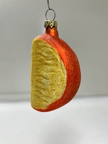 Vintage Germany Orange Fruit Wedge Christmas Glass Ornament - Thumbnail 2